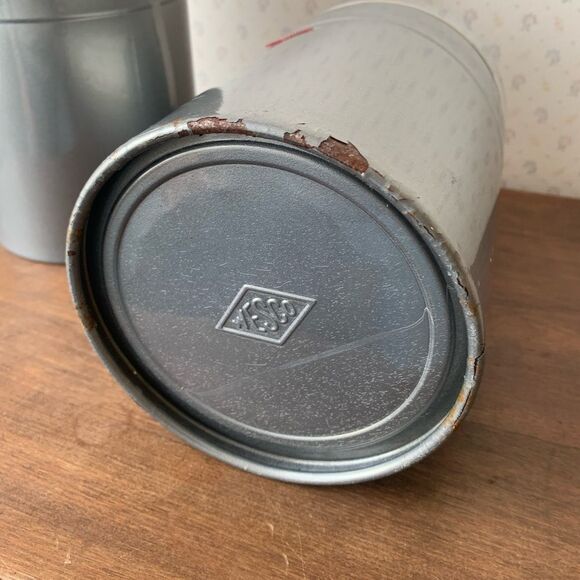 Vintage Wesco 2 Qt Gray Steel Canister Set Made in Germany SET OF 2 HG2 - Picture 4 of 8